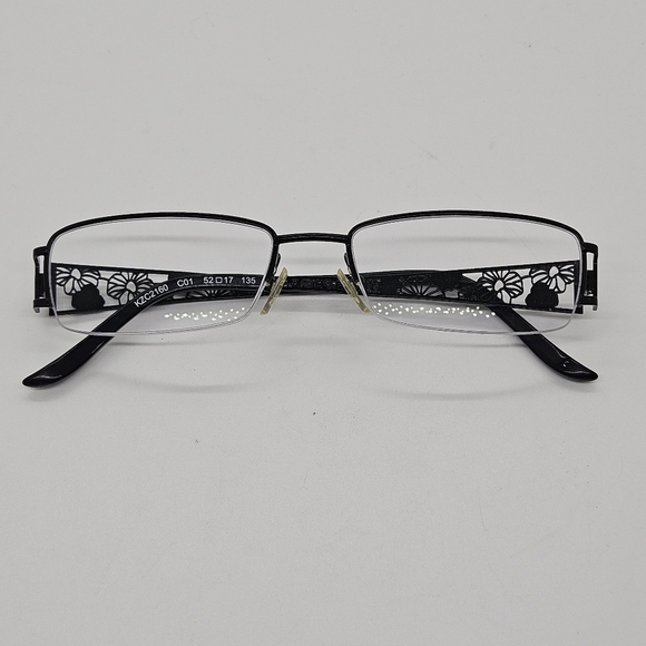 Kenzo black rectangular floral half-rim eyeglasses FOR FRAMES ONLY 52 17 135 - Picture 1 of 7